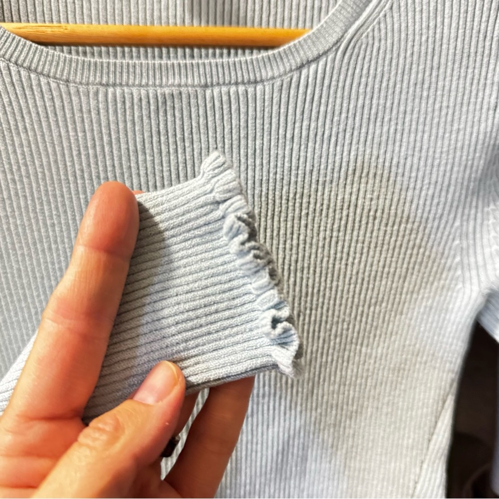 Ann Taylor Light Sky Blue Slim-Fit Ribbed Sweater XS - Picture 2 of 5